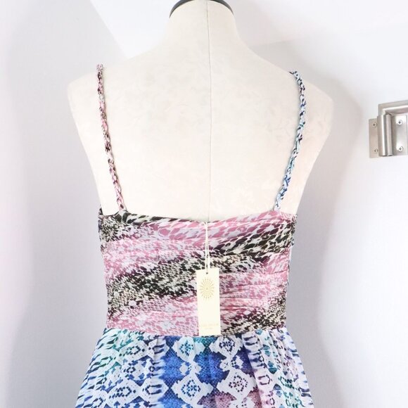 New Ramy Brook Women's 2 Fatima Multicolor Print Silk Chiffon Hi-Low Maxi Dress - Picture 9 of 13